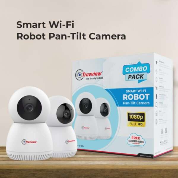 Trueview 3MP Pack of 2 Smart Wi-Fi CCTV Cameras | 360° Pan Tilt | Night Vision | 2-Way Talk | Motion Detection | Supports Up to 256GB SD Card
