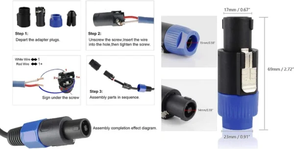 Speakon Connector – 4 Pin Male Audio Speaker Plug (Blue Ring) - Image 2