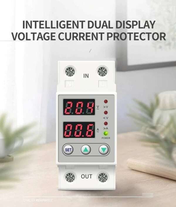 Din Rail 63 A 230 V Adjustable Over‑ and Under‑Voltage Protector Relay (Single‑Phase) – White - Image 4