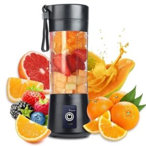 Portable 6-Blade Juicer Blender with built-in Jar,Juice Mixer Bottle,Fruit Juice Machine,USB Rechargeable Personal Size Juicer Grinder for Juices,Kitchen appliance for Protein&Milk Shakes